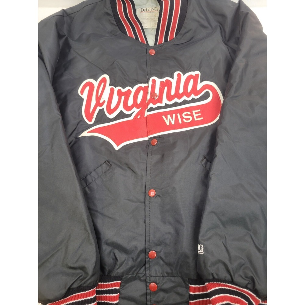 Vintage Delong Virginia Wise Red Black‎ Bomber Jacket Size Large Men's